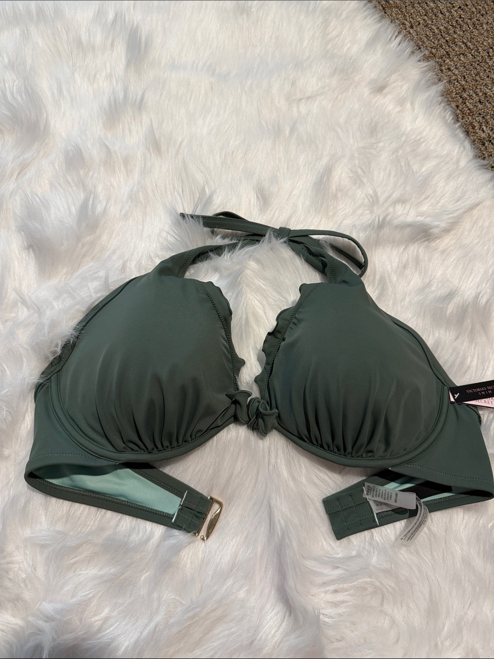 Victoria Secret  Push-Up Bikini Top in Deep Olive Green
